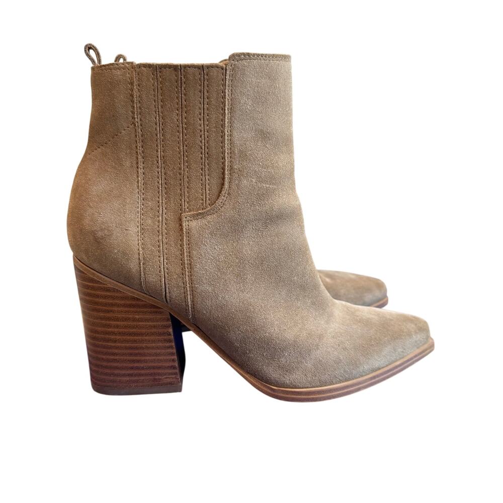 Marc Fischer Milo Shay Suede Ankle Western Boots Size 9 Neutral Brown